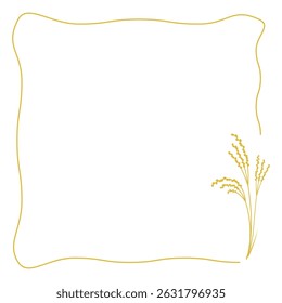 Set of Rice Ear Wreath Frames. Japanese Style Autumn Design Elements.Gold version.