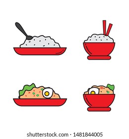 Set of rice and fried rice vector illustration isolated on white background