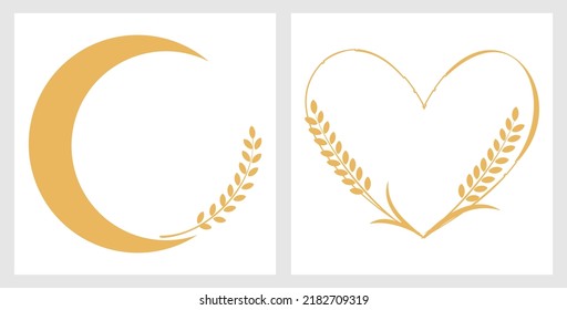 Set of rice logo sign isolated on white background vector illustration.