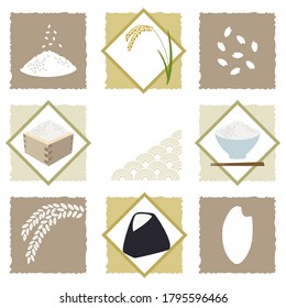 set of rice and rice plant