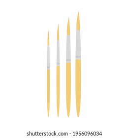 Set of rigger painting brush. Different sizes of brushes isolated on white background. Extended toolkit of art supplier for drawing and painting. Cartoon images painter tools vector illustration