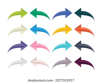 set of right and left arrow icons colorful flat design