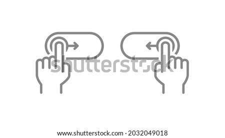 Set of right, left swipe gesture for UI web design. On, off toggle slider line icons. Lock and unlock symbol