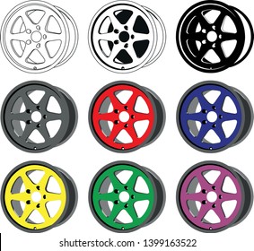 Set of rims icon isolated on white background. Rims symbol in flat style. Car element Vector illustration for web and mobile design.