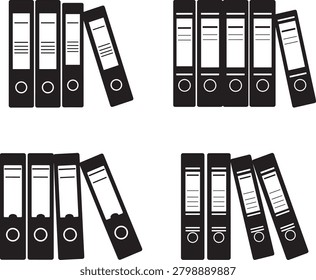 Set of ring binders for organizing documents and papers.