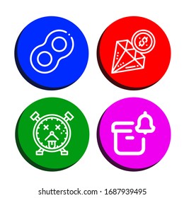 Conjunto de iconos de anillo. Como Floats, Diamond, Alarm clock, Notification , iconos de anillo
