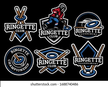 Set of ringette Logo. Ringette logo and badge. Ringette vector illustration