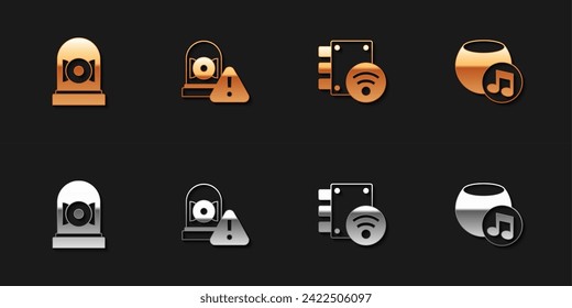 Set Ringing alarm bell, , Digital door lock and Voice assistant icon. Vector