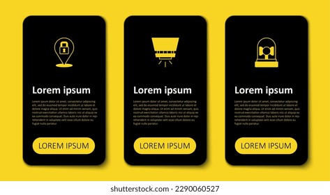Ponga el timbre de alarma, el sistema de rociadores de incendios y el sistema de bloqueo. Plantilla de infografía empresarial. Vector