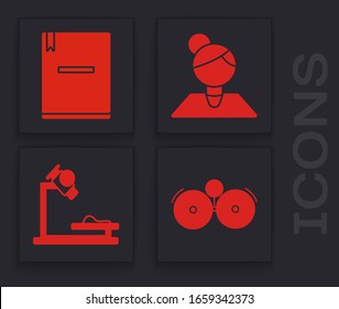 Ajuste el icono de alarma de llamada, portátil, profesor y microscopio. Vector