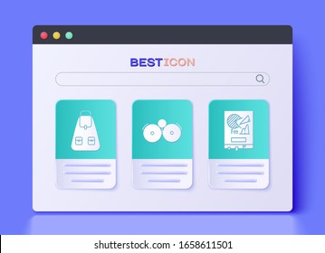 Ajuste la campana de alarma, la mochila de la escuela y la placa con el icono de gráfico gráfico gráfico. Vector