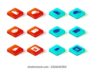 Set Ringing bell, Calendar with Happy Easter, egg, cake, Human head christian cross and  icon. Vector