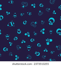 Set Ringing bell, Moon and stars, Earplugs ear and Sleeping pill on seamless pattern. Vector