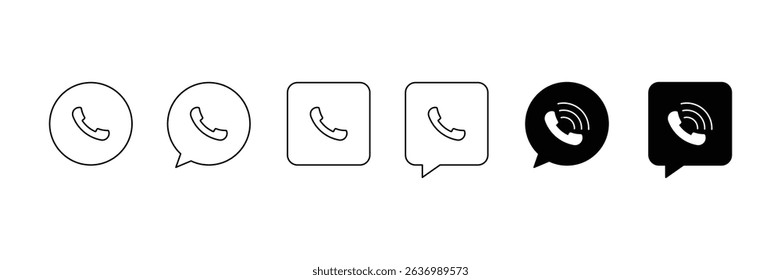 Set of ringing phone icon collection. Call, Ringing, Telephone, contact us symbol.