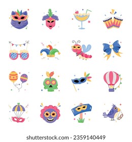 Set of Rio Carnival Fun Flat Stickers 

