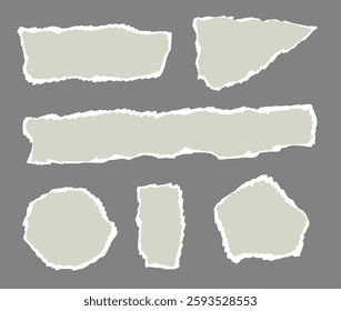 Set of rip paper of notebook in grey color in retro style