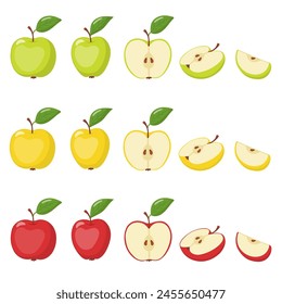 Set of ripe apples, vector