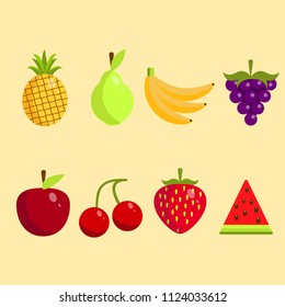 Set of ripe fruits on soft background vector illustration