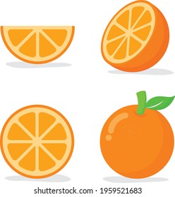 Set of ripe orange. Citrus fruits that are high in vitamin C. Sour, helping to feel fresh.