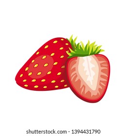 set of ripe red strawberries vector illustration