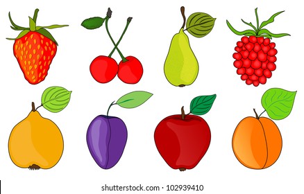 set of ripe and tasty fruits, healthy vegetarian food