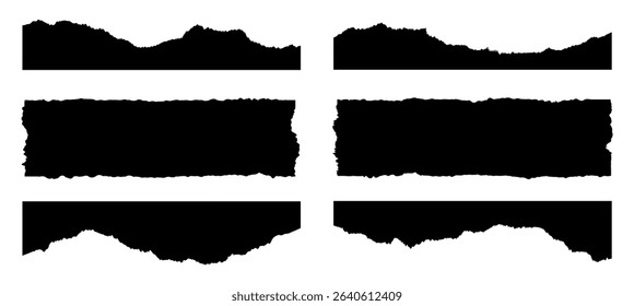 Set of ripped paper border, jagged rectangle, torn paper frames vector element