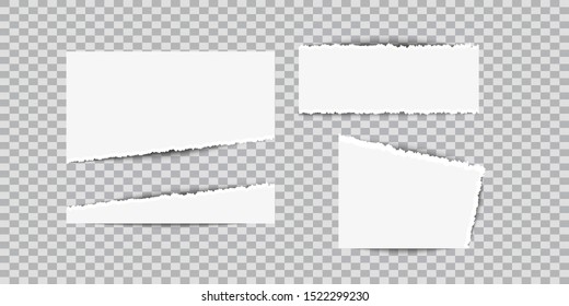 set of ripped paper notes with shadow, vector illustration