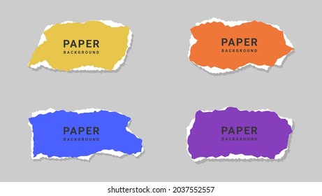 Set Of Ripped Paper Sheet Frame Banner Template. Realistic Collection Colorful Paper Torn Frame Template