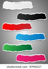 Set of ripped paper. Vector illustration.