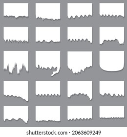 Conjunto de fondo de papel en blanco roto y desgarrado. Ilustración del vector