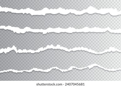 conjunto de divisores de papel desgarrados desgarrados efecto sobre el vector de fondo transparente
