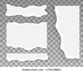 Set of ripped and torn paper stripes, pieces of torn, banner design template for web and print, advertising, presentation. White and grey realistic horizontal paper strips with space for text. Vector.