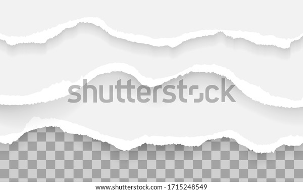 Set of ripped and torn paper stripes, pieces of\
torn, white and grey realistic horizontal paper strips with space\
for text, banner design template for web and print, advertising,\
presentation, vector.