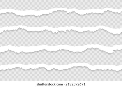 set of ripped torn papers on transparent background