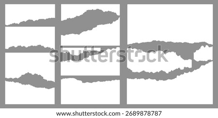 set of ripped white paper texture background