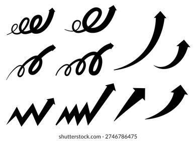 Set of rising arrows | Arrows with thicker edges