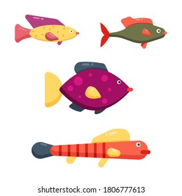Flussfisch. Fisch einzeln auf weißem Hintergrund. Vektorgrafik.