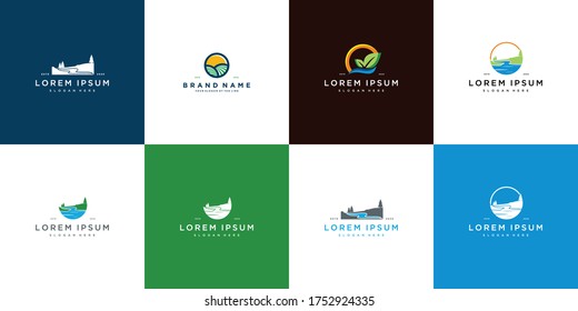 set river logo design vector template
