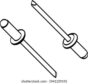 Set Rivets In Line Style. Vector Illustration On White Background