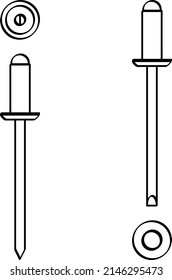 Set rivets in line style. Vector illustration on white background