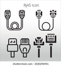 set of RJ45 icon,  line isolated or logo isolated sign symbol vector, outline and stroke style Collection of high-quality color style vector illustration,