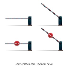 Set of road barriers isolated on white background. Vector illustration