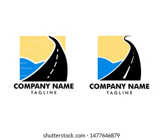 Set of Road Beach logo design Vector