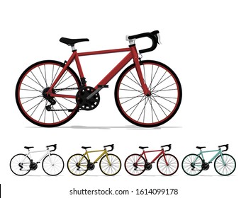 set of road bike on white background.
