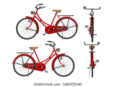 set of road bike on white background.