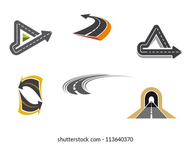 Set of road and highway icons and symbols for transportation design, such a logo idea. Jpeg version also available in gallery