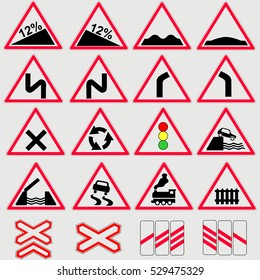 Set of road and highway signs.