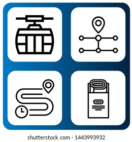 Set of road icons such as Cable car, Route, Distance, Jam , road