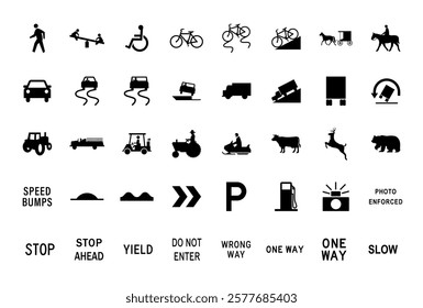 Set of road isolated symbols. Vector