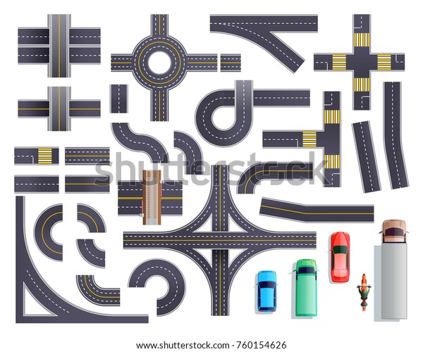 Set Road Parts Roadside Marking Including Stock Vector (Royalty Free ...